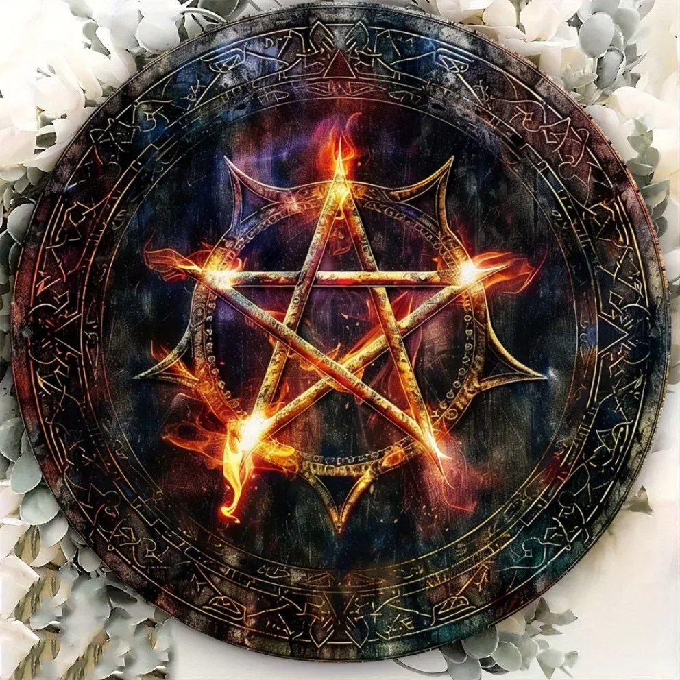 علامة ألومنيوم خماسية عتيقة لديكور المنزل والمطعم والمقهى