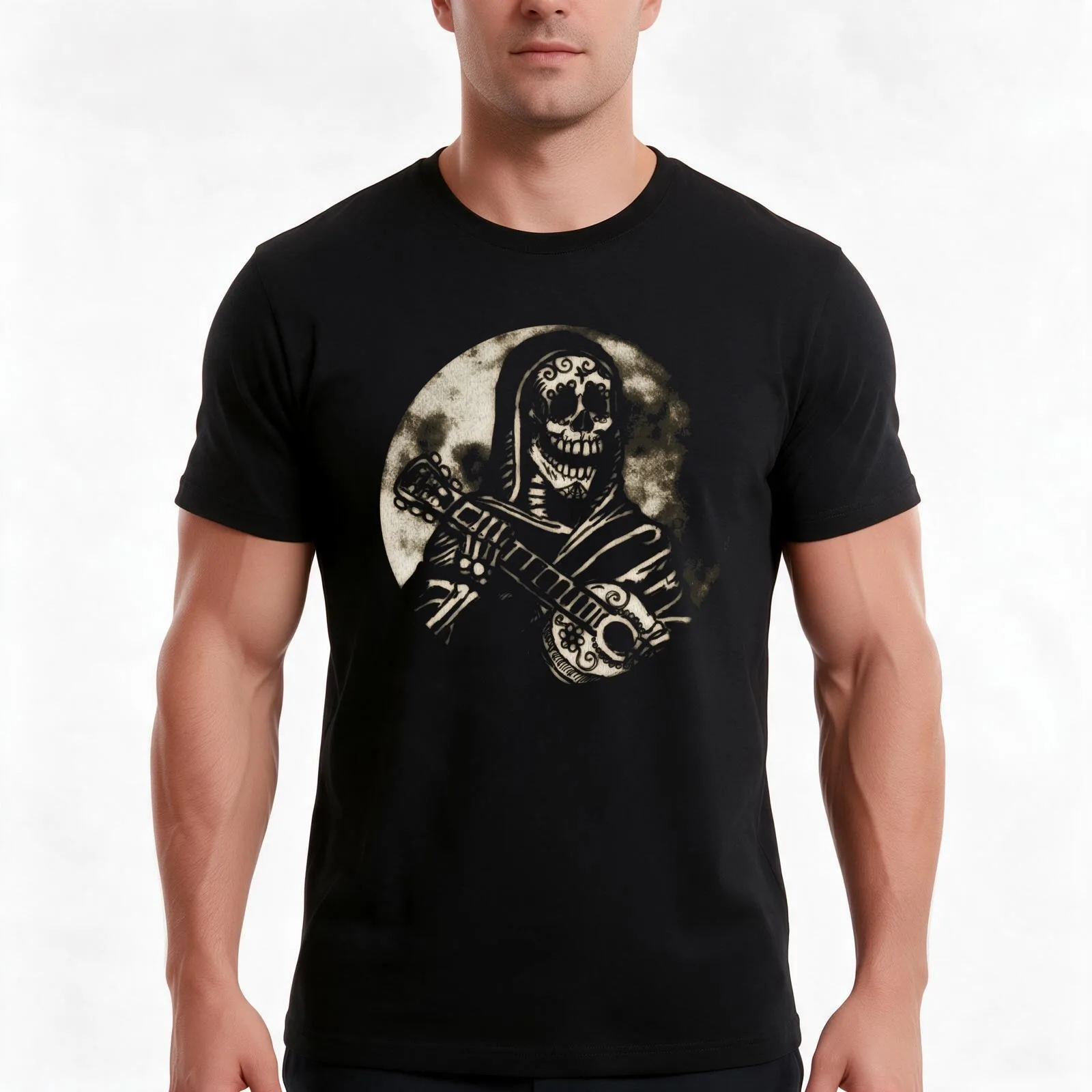 Moonlight Serenade T-Shirt, Summer Casual Cotton Tee, Oversized Streetwear Tops, Vintage Graphic Print, Loose Fit Short Sleeve