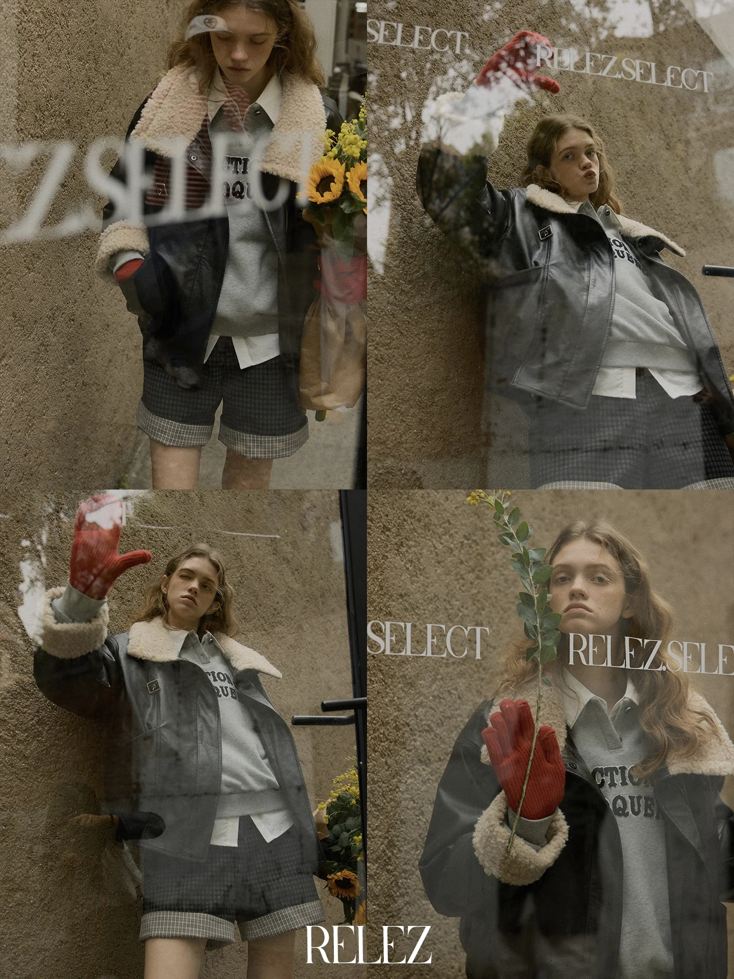 Women's Fce Lined Stand Collar Leather Jaet Vintage Sle mid Length Zipper Closure Long Sve Autumn Winter New Arrival