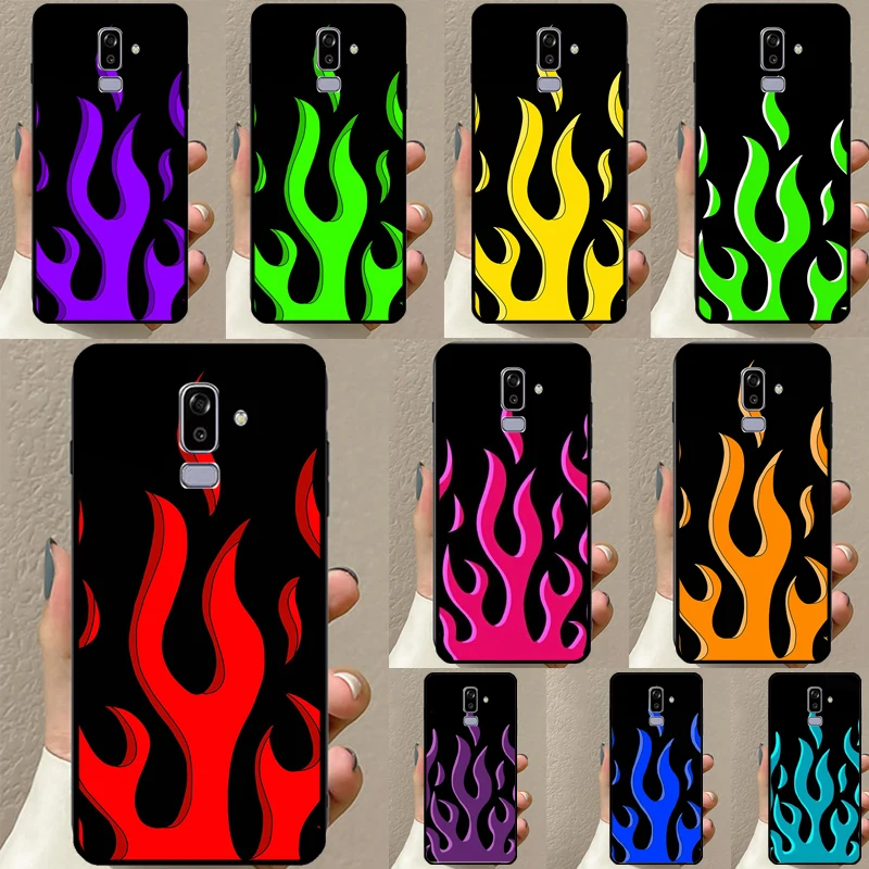 Flame Painted Fire Pattern Case For Samsung Galaxy J3 J5 J7 2016 A3 A5 2017 A6 A8 J4 J6 Plus J8 A7 A9 2018 Back Cover