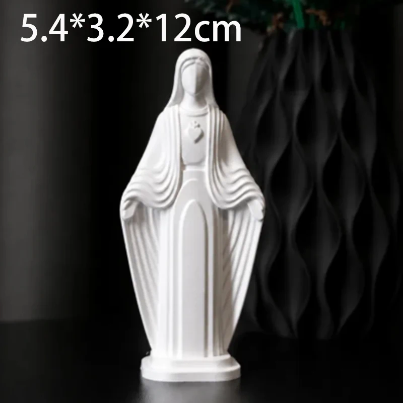 Minimalist Virgin Mary Sculpture 3D Print Faceless Blessed Mother Statue Catholic Religious Figurine Sacred Home Shelf Decor