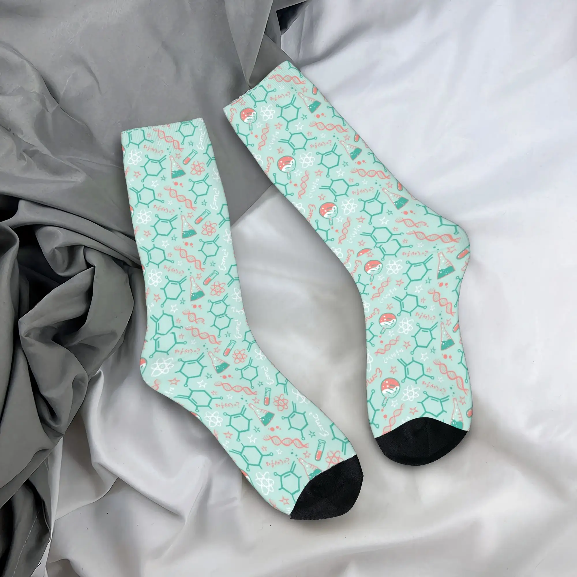 Adults Men Socks Custom Biology And Chemistry Science  Stockings Autumn Casual Soft Breathable Socks Sports Non-Slip Socks