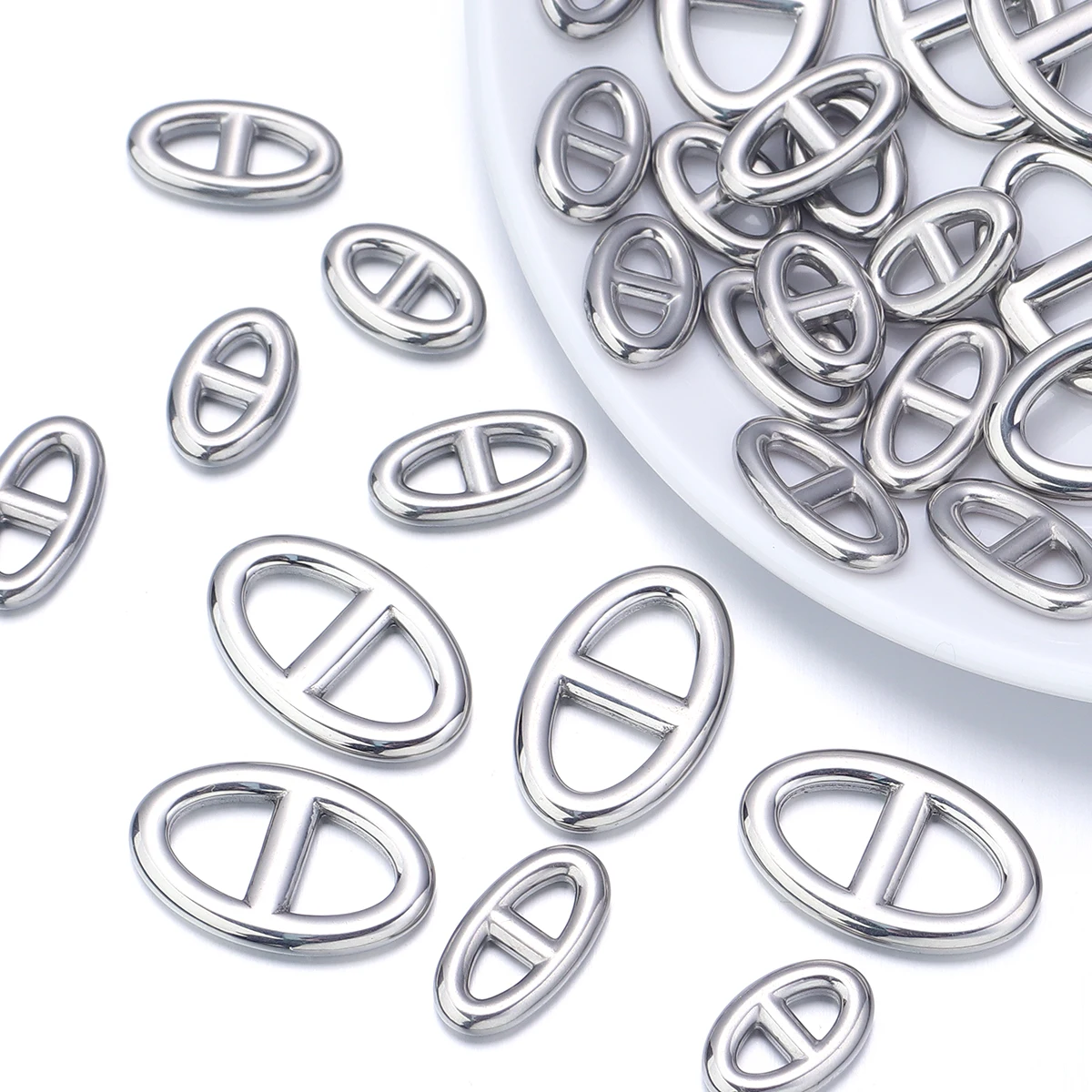 10pcs/lot Stainless Steel Pig Nose Pendants Double Hole Connector Charms For DIY Handmade Bracelet Necklace Jewelry Accessories