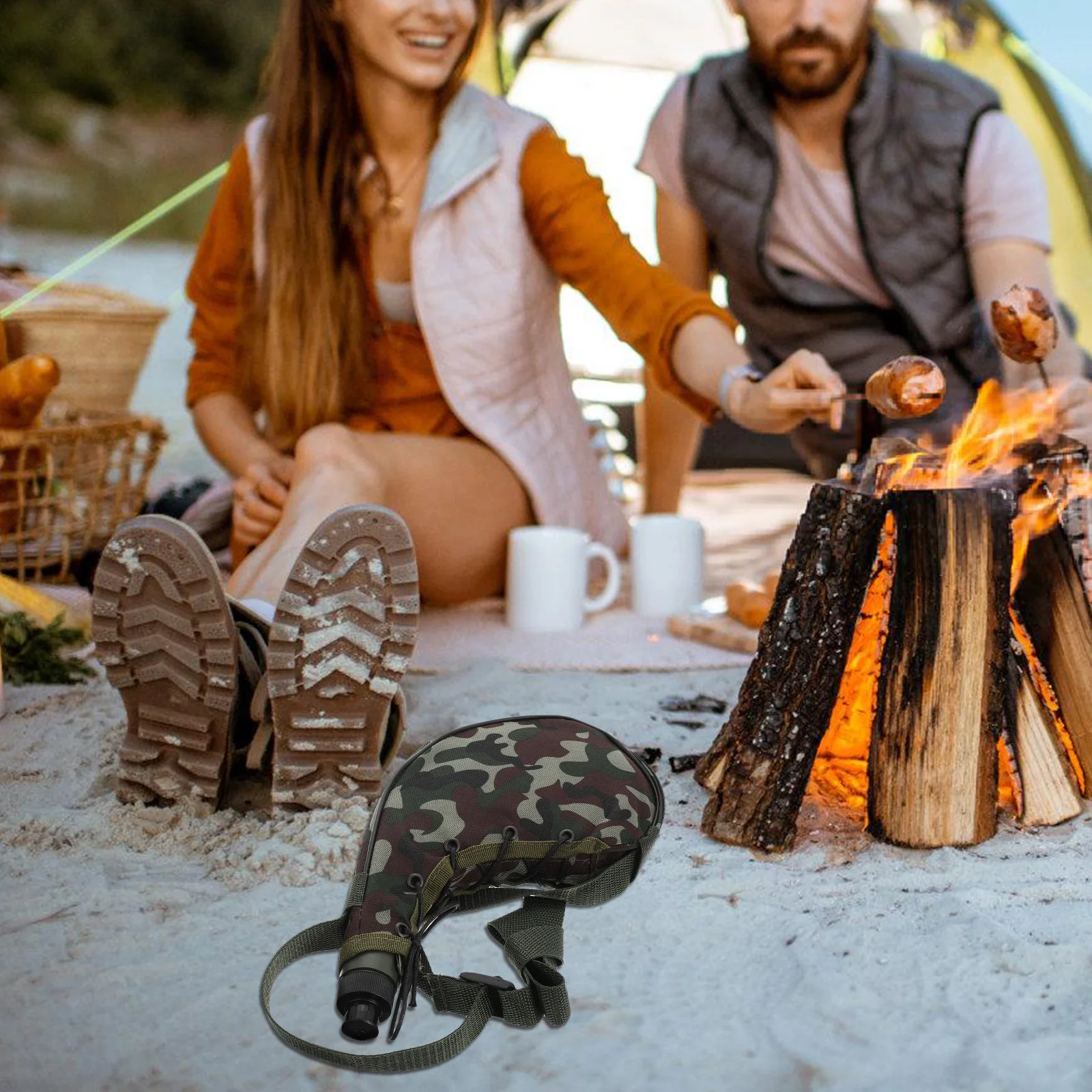 

Camouflage Outdoor Canteen Portable Waist Design Large Capacity Water Bottle for Sports Hiking Camping Climbing