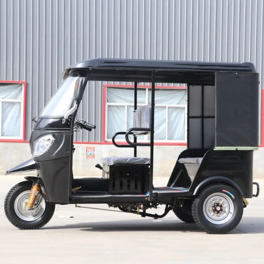 New Open-Body Indian Baijiaji Electric Tuk-Tuk Double-Row Tourist Sightseeing Tricycle with Two-Way Passenger & Cargo Transport