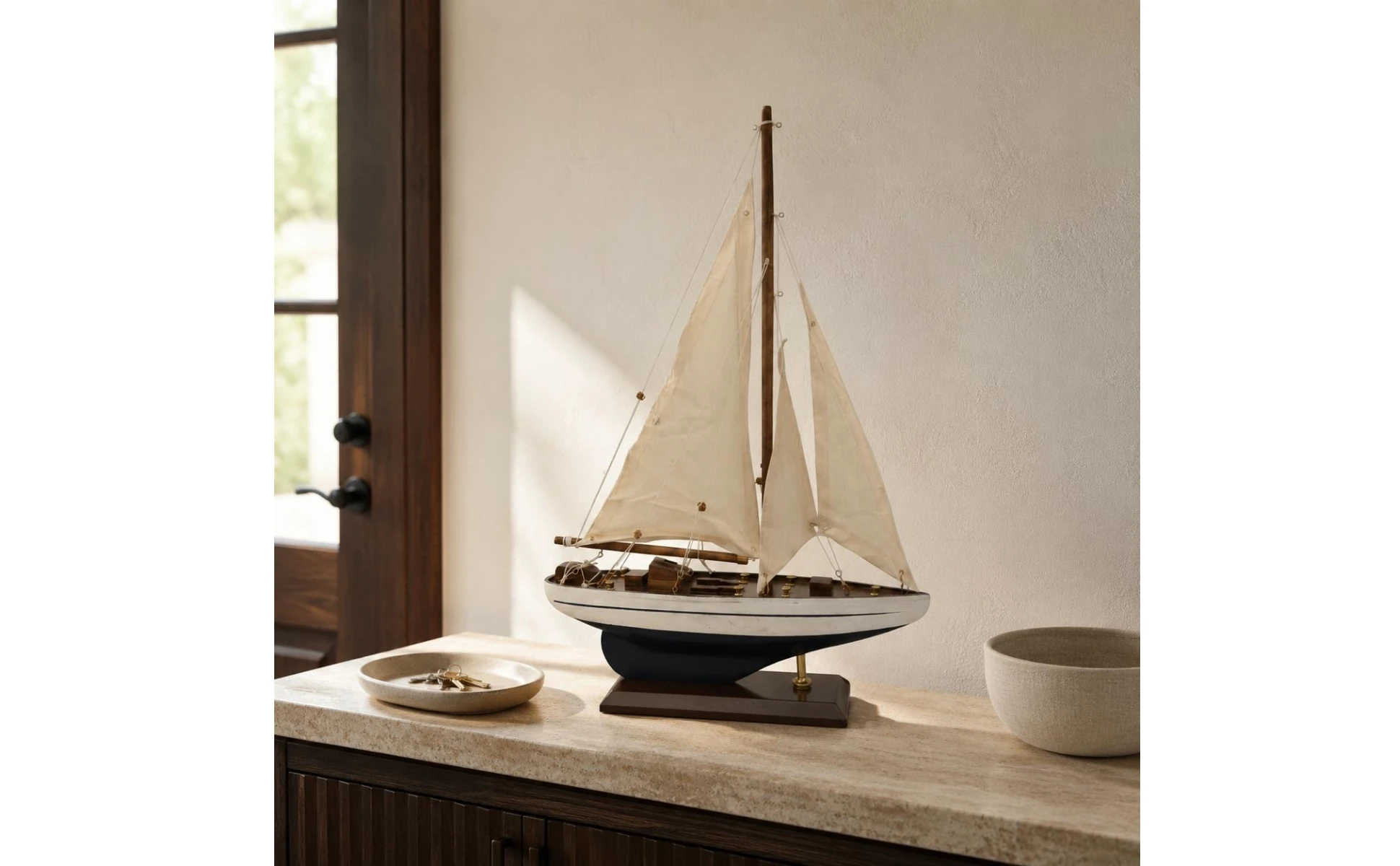 Decorative Sailboat Model Retro Look Sailboat Decor Nautical Boat Sculpture Coastal Theme Nautical Boat Decor Beach Themed