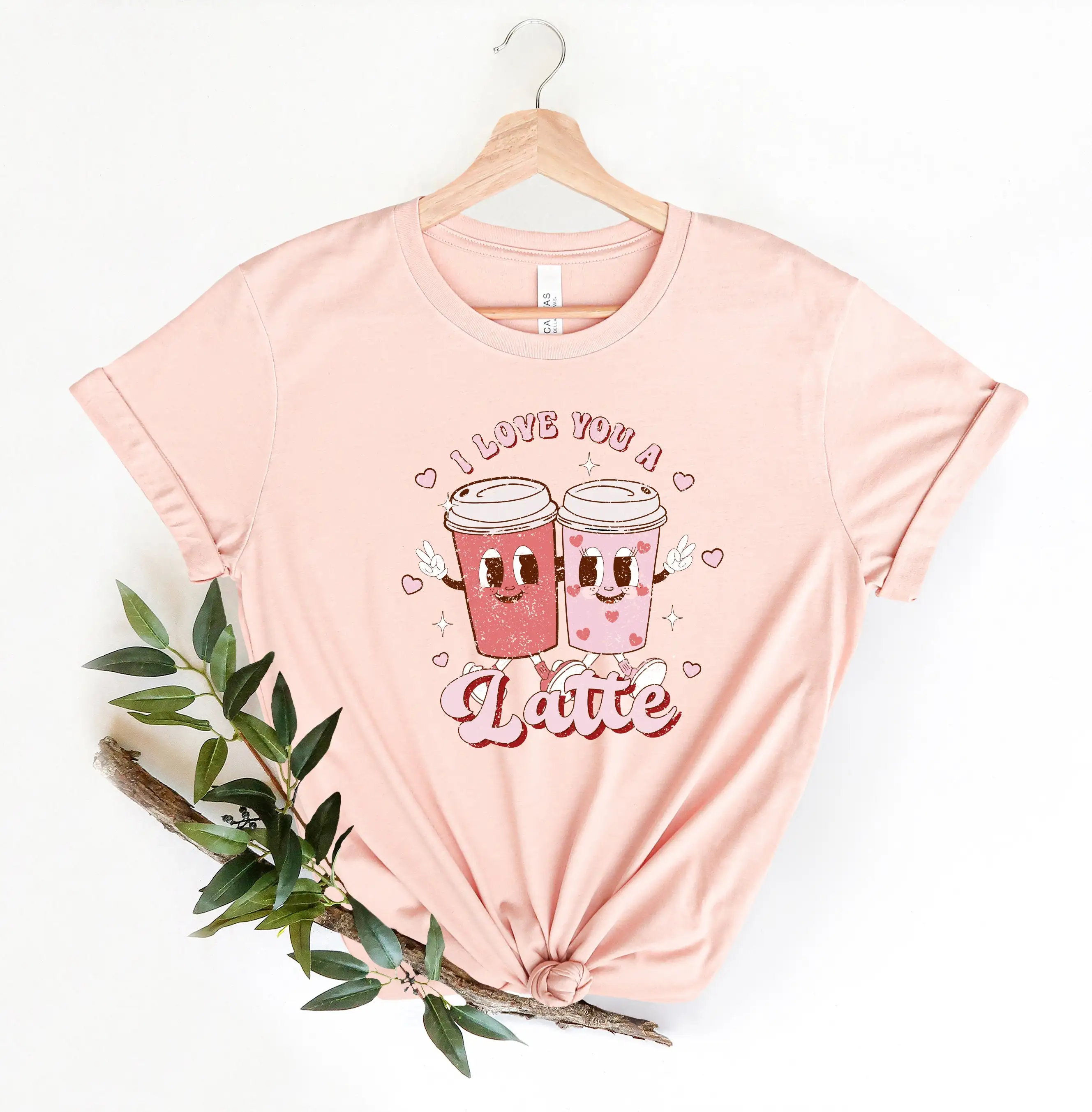 I Love You A Latte Slogan Women T-shirt Cute Couple Mug Print Valentine's Day Shirt 2024 Voguish Valentine's Day Gift for Girl