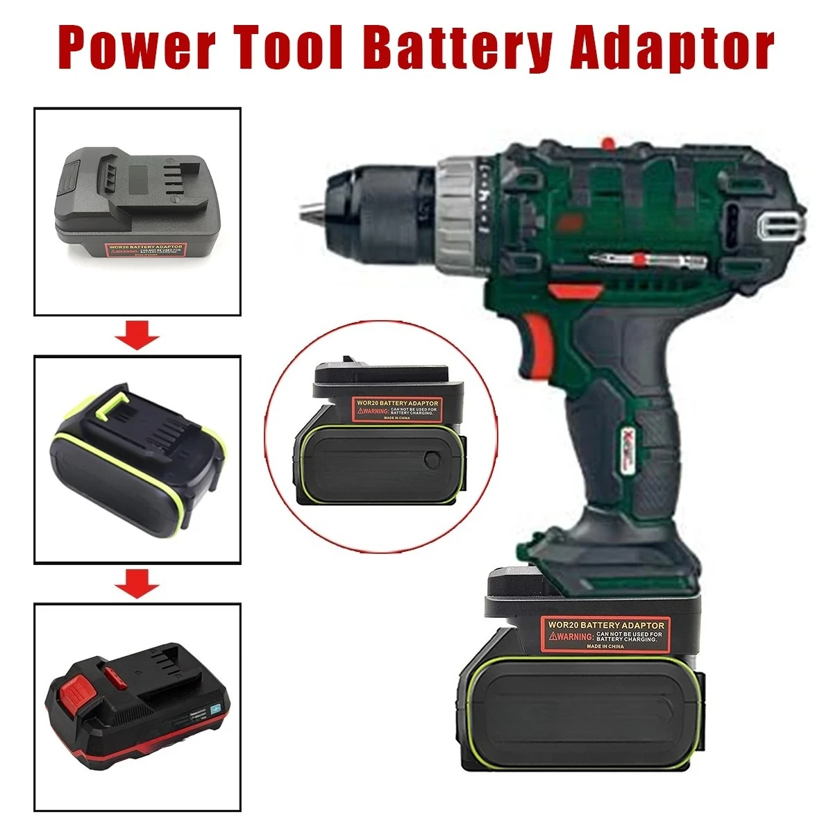 

Battery Adapter Converter for Worx Green 5pin 20V Lithium Batteries Adapter Converter for Parkside 20V Battery Power Tools Drill