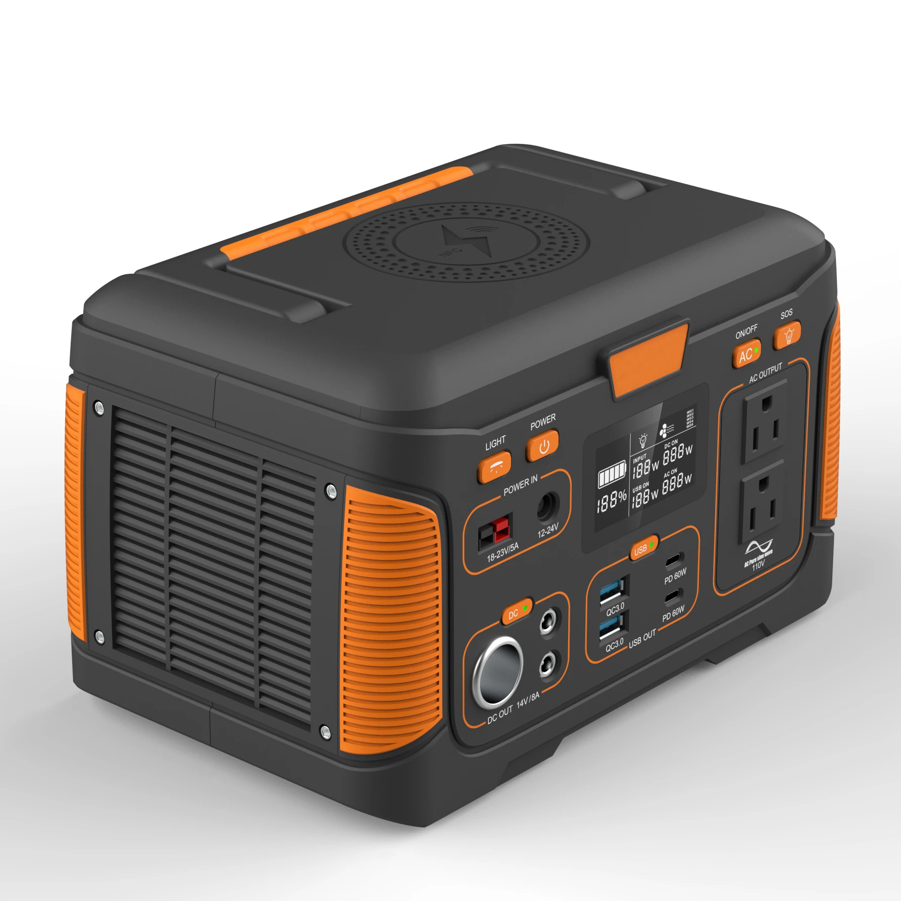 

High Performance 650W Solar Portable Power Bank Battery Pack with Solar Panel for Camping