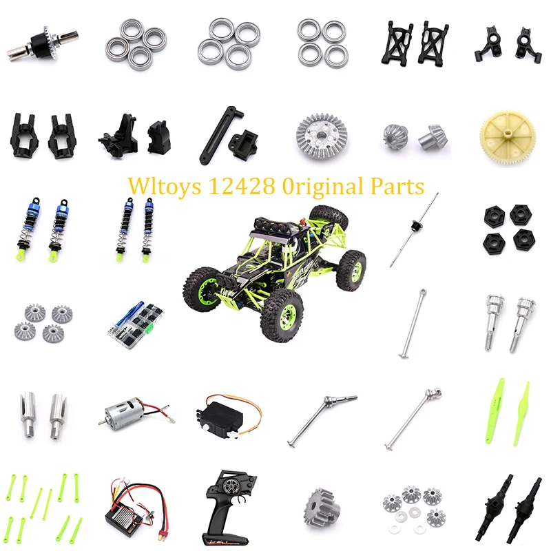 Wltoys 12428 peças de reposição copo direção braço oscilante puxar haste diferencial caixa engrenagens eixo transmissão rolamentos engrenagem do motor esc peças originais