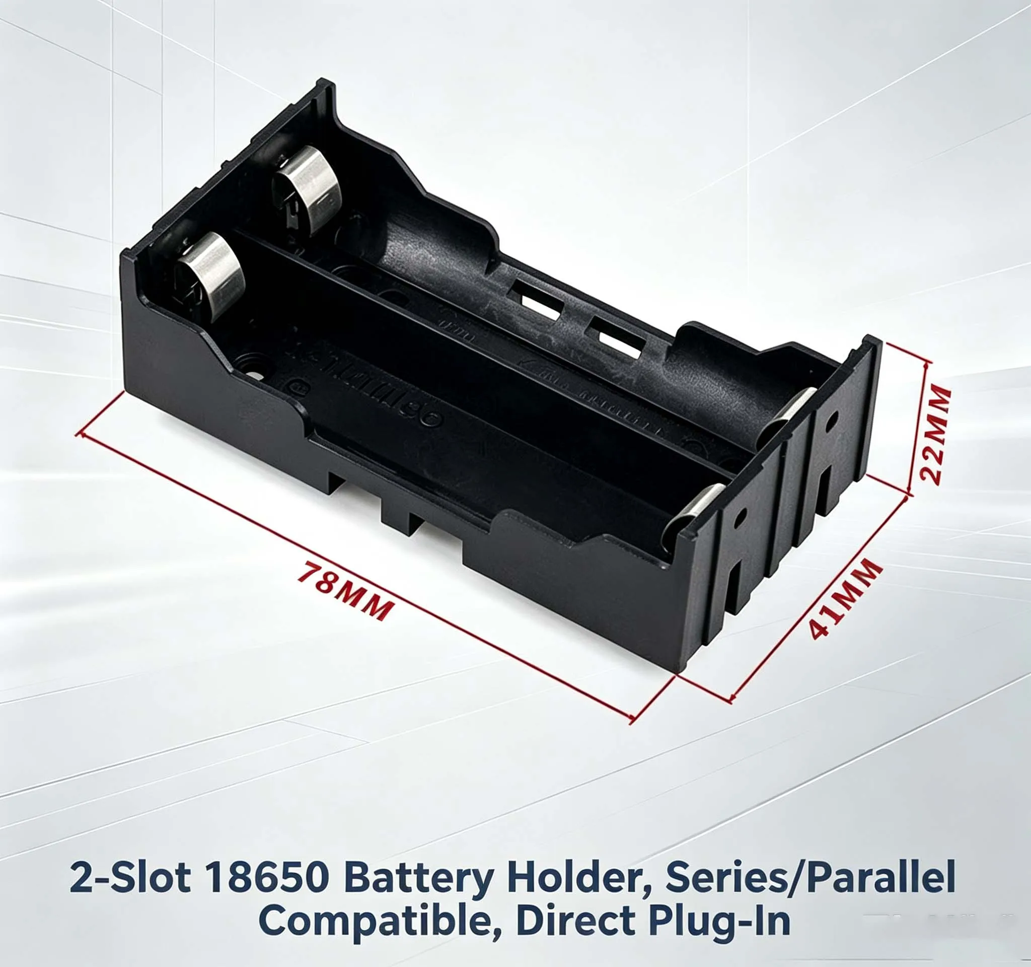 Neue schwarze DIY 2-teilige Kunststoff-Batteriehalterung für 18650 wiederaufladbare Batterien 3,7V DIY (Batterie nicht enthalten) – Detail 6