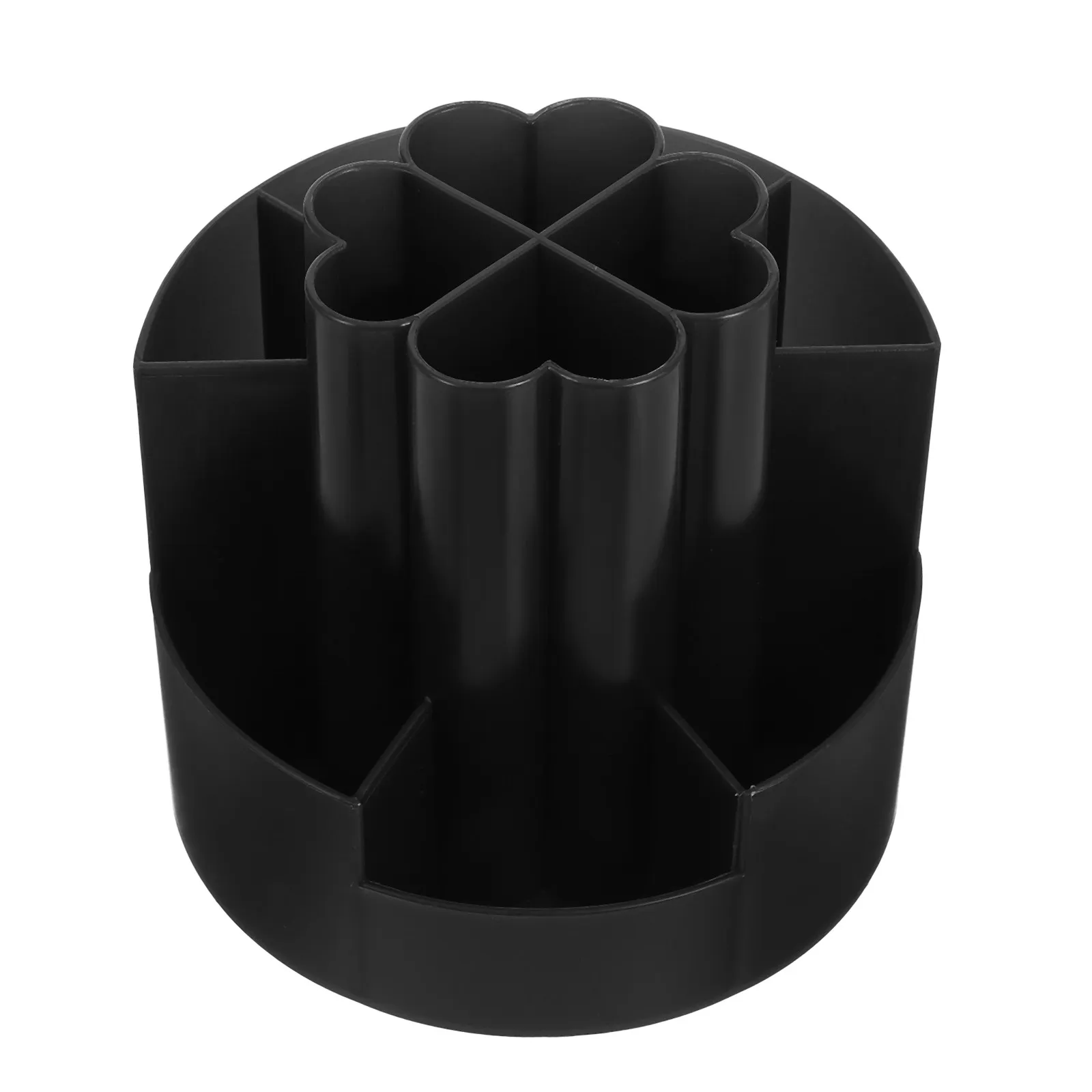 Small Rotating Desk Organizer Black 360 Degree Spinning Pencil Holder Desktop Stationery Storage for Office School Use