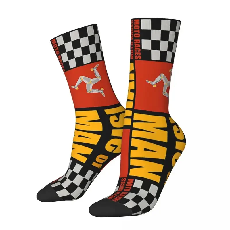 

Isle Of Man TT Moto Races Men Women Socks Windproof Novelty Spring Summer Autumn Winter Stockings Gift