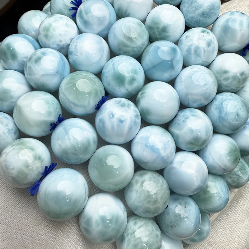 100% Natürliches 5A Dominica Larimar Rundperlen-Armband, Mut und Stärke, Stressabbau, Meihan Feinschmuck ﻿ Geschenk – Detail 6