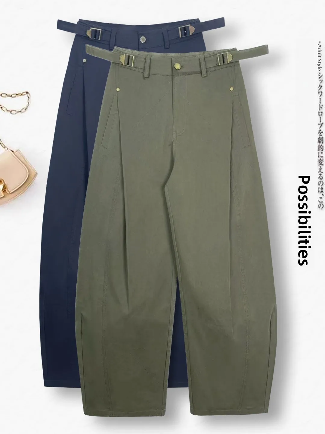 

High Waist Wide Leg Workwear Pants Women's Casual Loose Fit Cotton Jeans Knife Sle Spring Autumn New Arrival