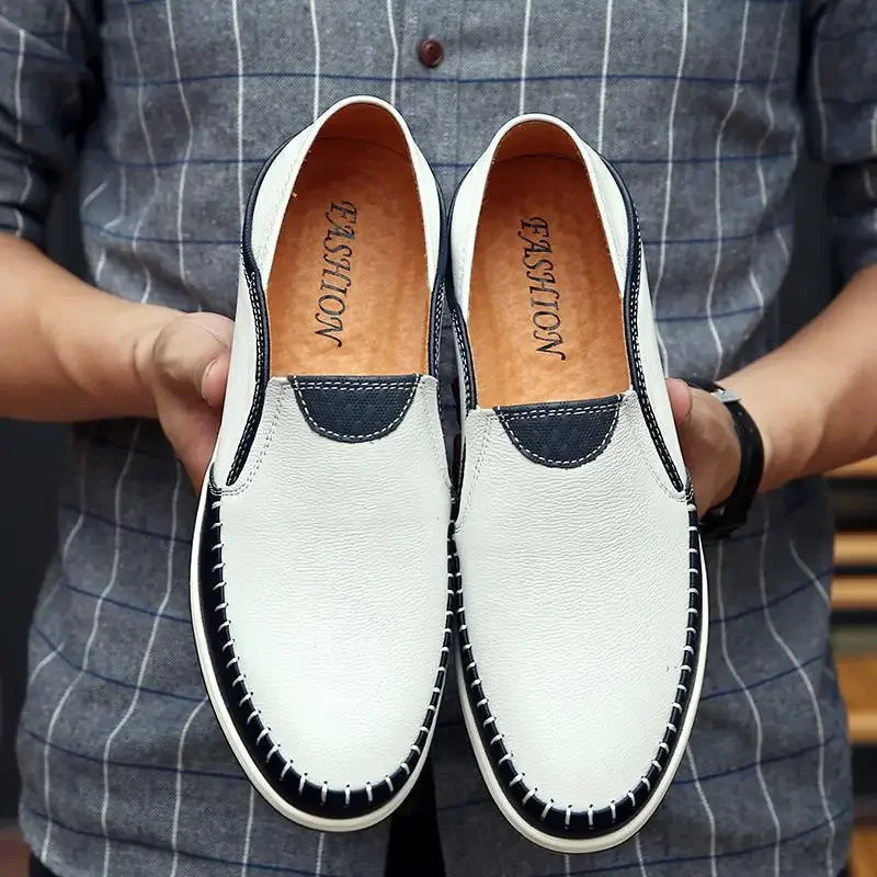 

Soft Leather Soft Bottom Moccasin Shoe Cover Foot Lazy Shoes Men's Shoes Genuine Leather Breathable Casual Leather Shoes