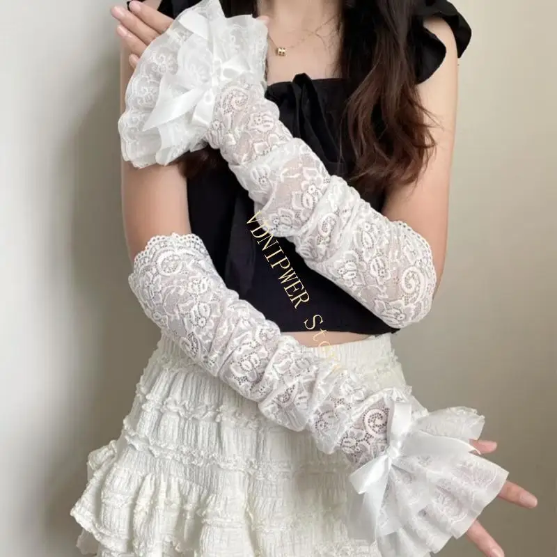 Găng tay áo cô dâu Punk Găng tay cổ tay cho trang phục Tiệc Mùa đông Bộ ấm hơn cho cô dâu Nhiếp ảnh D08E