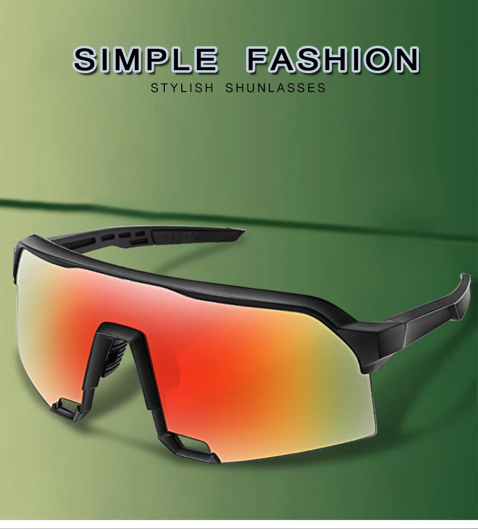 Brand 100 Fahrrad-Sonnenbrille für Männer und Frauen, UV400-Schutz, 5 Farben, großer Rahmen, Sportbrille zum Laufen und Angeln – Detail 1