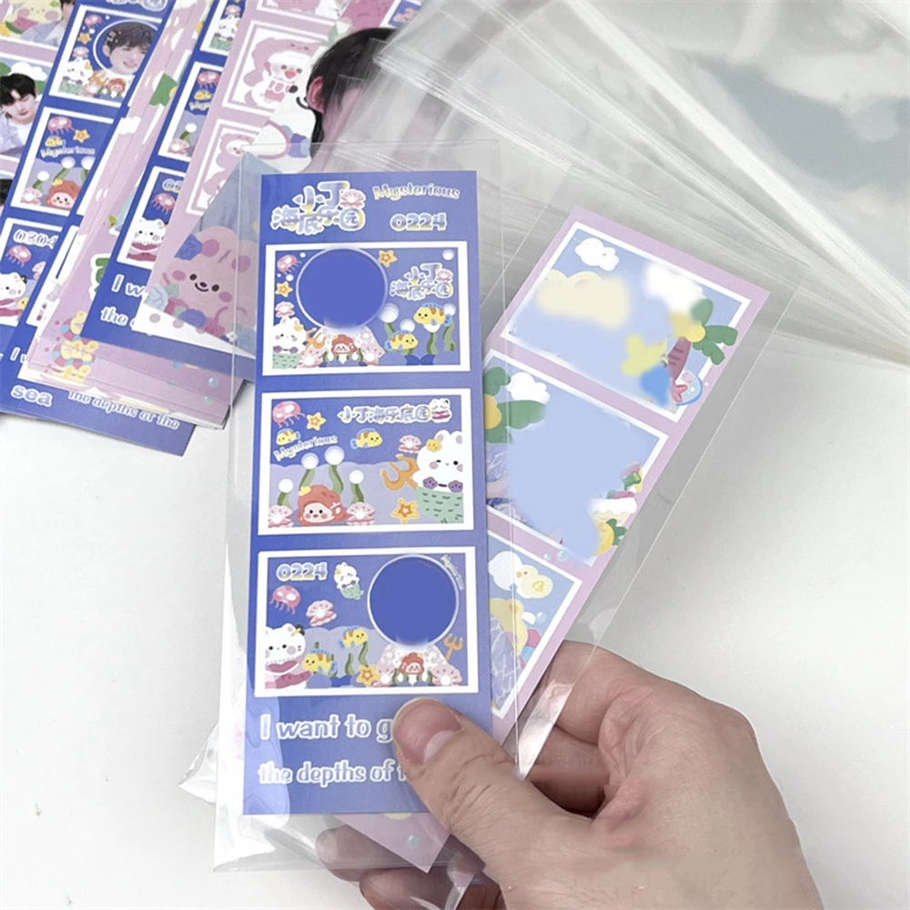 100pcs Small Self-sealing Storage Packaging Bag Opp Transparent Self Adhesive Plastic Bags Bookmark Idol Photocard Display Bag