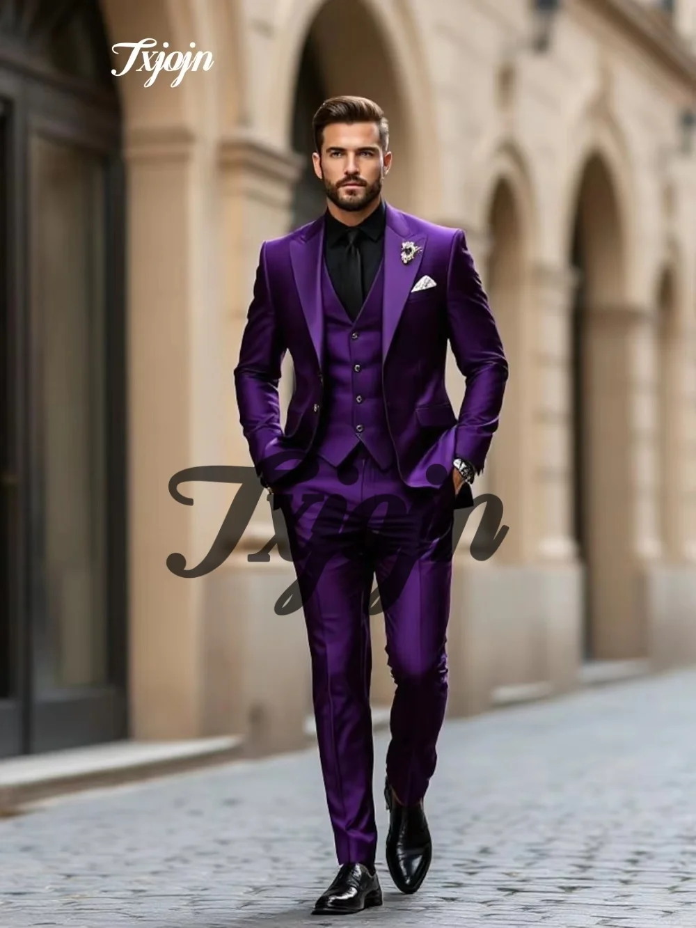 

Luxurious Purple Men Suit Set 3PCS 2025 Classic Notched Lapel Men Suit For Best Man Popular Single Breasted Suit Trajes For Homb
