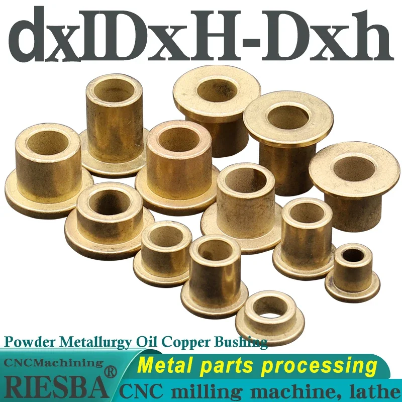 Diâmetro interno 12 14 16 1820mm flangeamento auto-lubrificante rolamento pó metalurgia óleo cobre bucha manga com flange escalonada