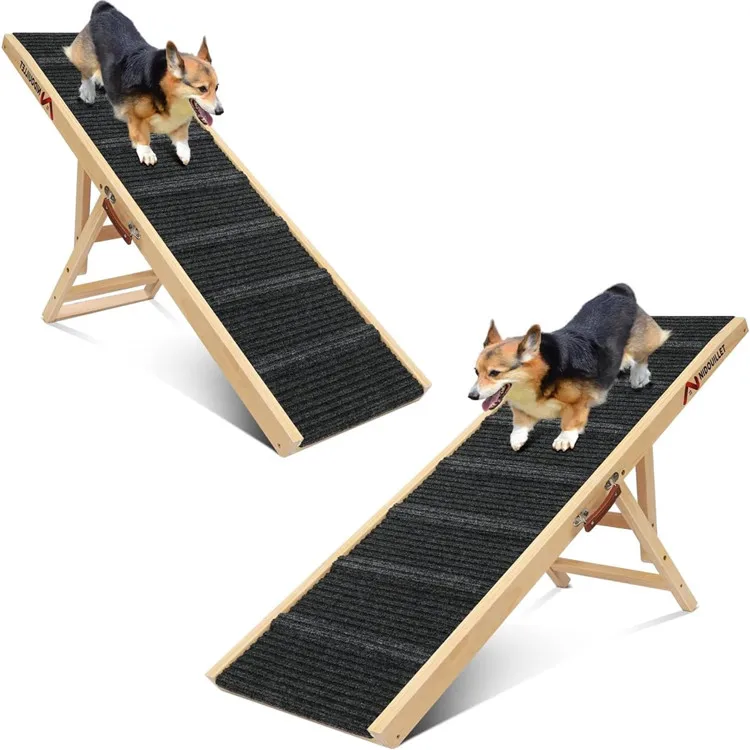 

Long wooden foldable dog ramp 6 adjustable heights