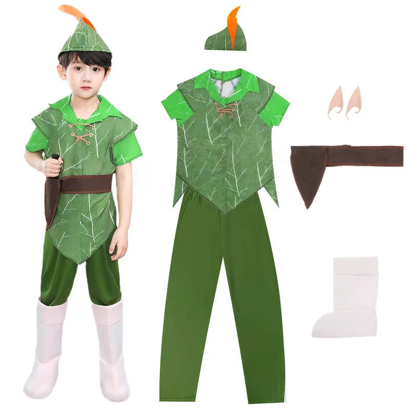 Peter Pan Costume for Boys Fairy ELF Costumes Halloween Outfit Cosplay