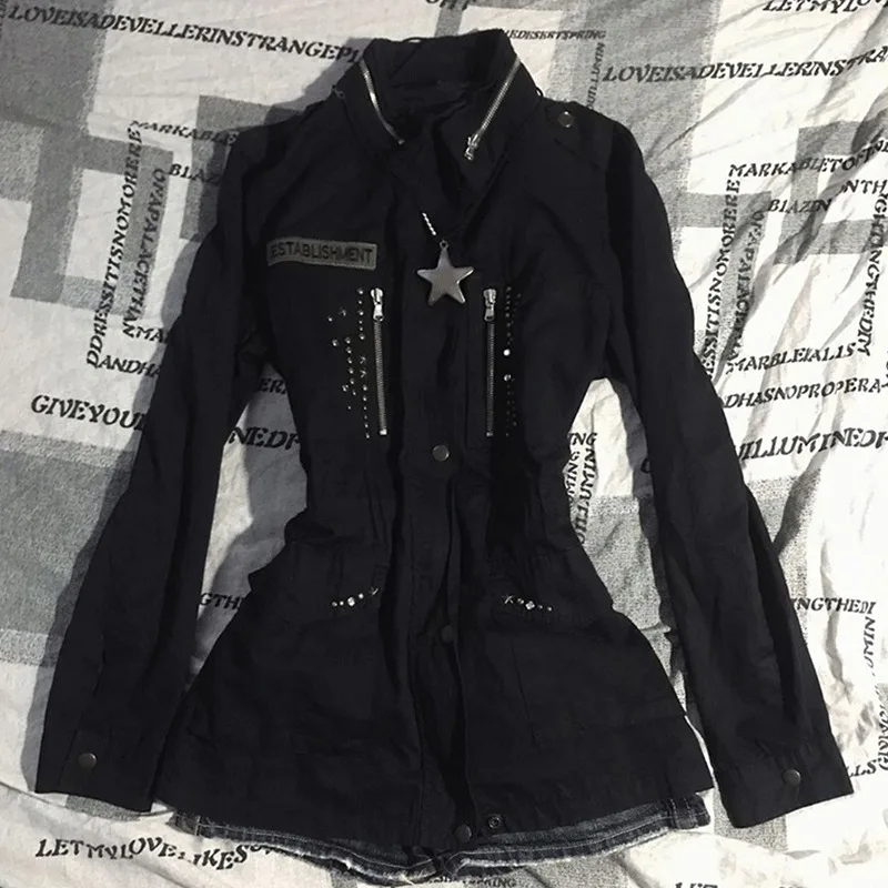 

American Vintage Y2k Aesthetic Star Zipper Hoodies Streetwear Fashion Harajuku Slim Coats Ins Grunge Pleated Jackets Streetwear