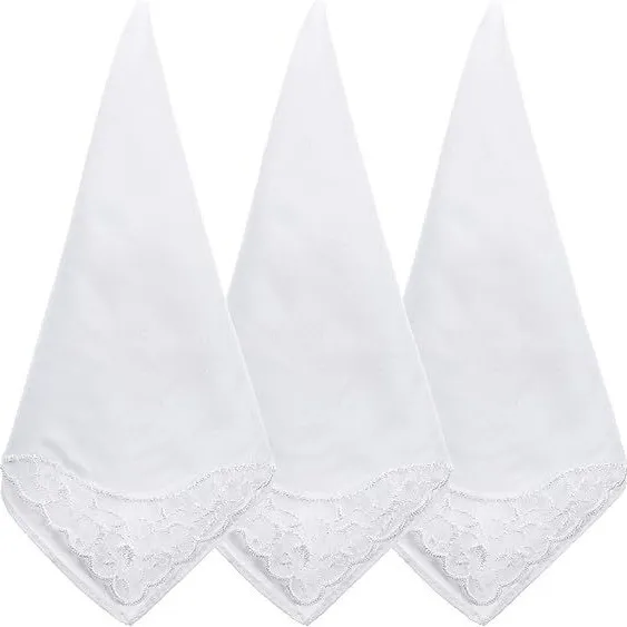

12 Pcs White Lace Handkerchiefs for Women, Embroidery Elegant Lace Pure Soft Cotton Ladies Hankies with Embroidery for Weddings
