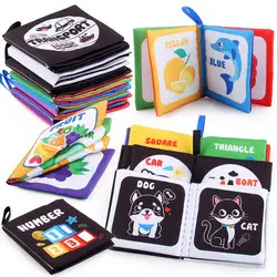 Baby Cloth Book Soft Baby Book Early Development Sensory Toys For Babies From 0 36 Month Black White Colorful Book Crib Toy