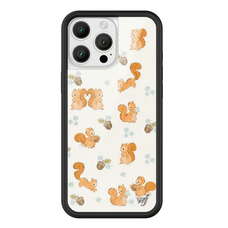 Wildflower Ins Squirrel Friend Floral Phone Case for iPhone 18 17 16 15 14 13 12 Pro Max Plus WF Cartoon Animal Shockproof Cover