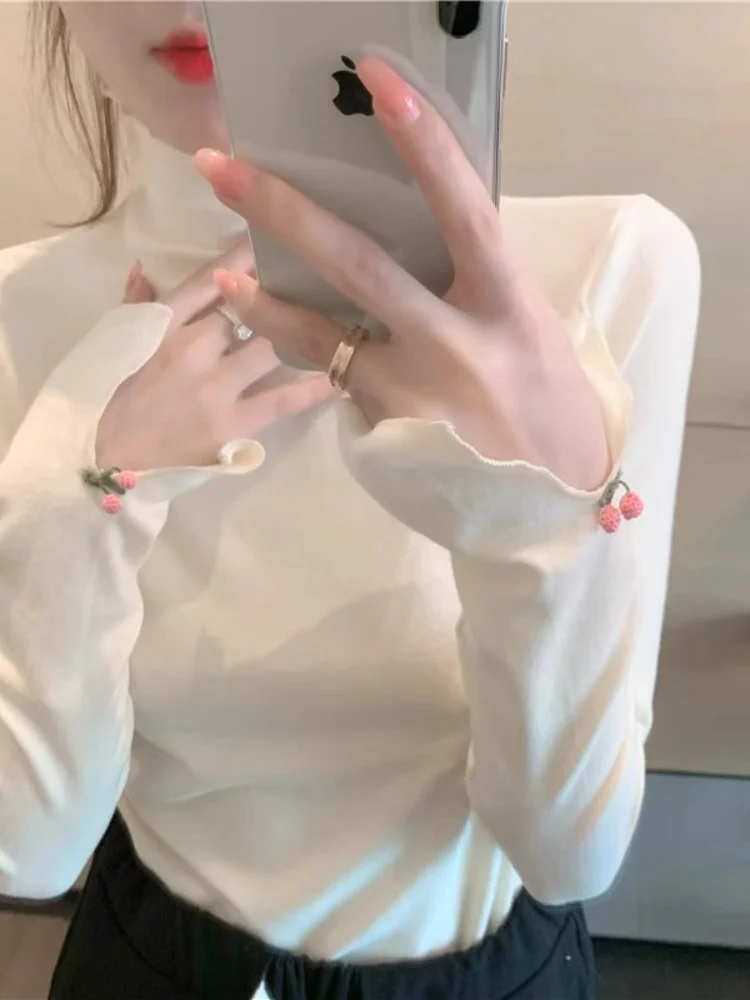 

Белый вязаный свитер с высоким воротником для женщин, базовый слой, зимний дизайн, премиум-качество