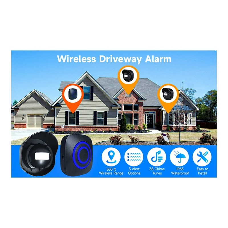 1Set Alert Alarm AC110-240V Wireless Motion Sensor Doorbell Chime Plastic (B)US Plug