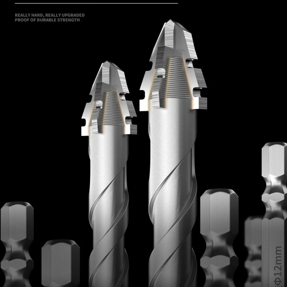 6/8/10/12mm Drill Bit, Serrated Eccentric Drill Bits, Hexagonal handle eccentric drill Tile Drilling Concrete Special Drill Bit