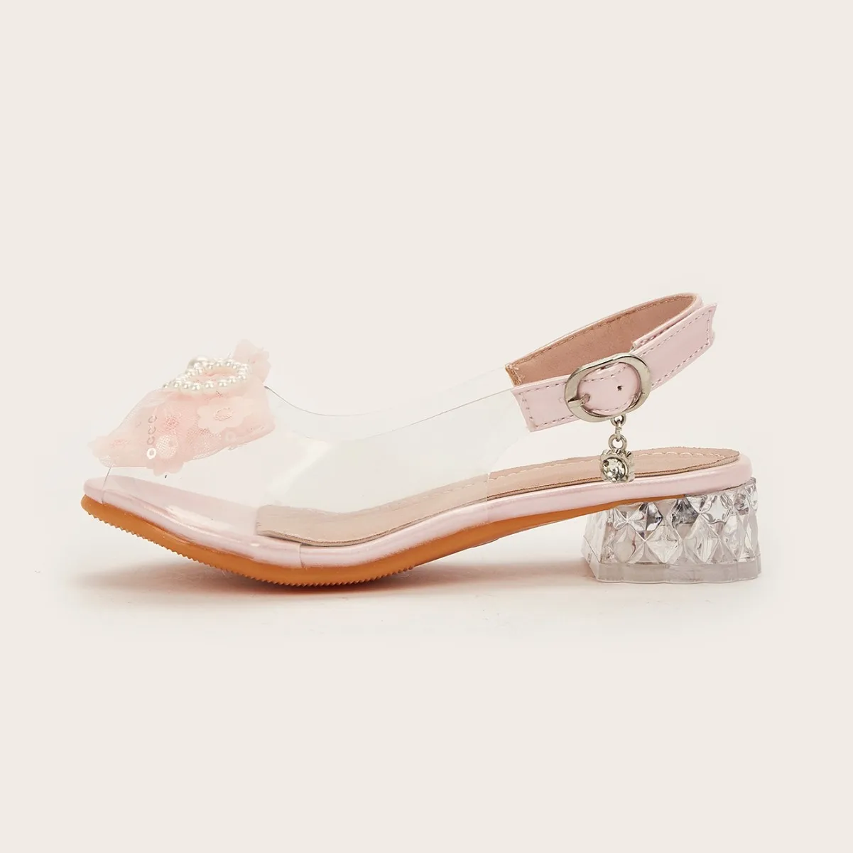 Children's Wedding Dress High Heels 2025 Summer New Girls princess Thick Heel Beaded Bow Sandals Crystal Heel Fish Mouth Sandals - view 5