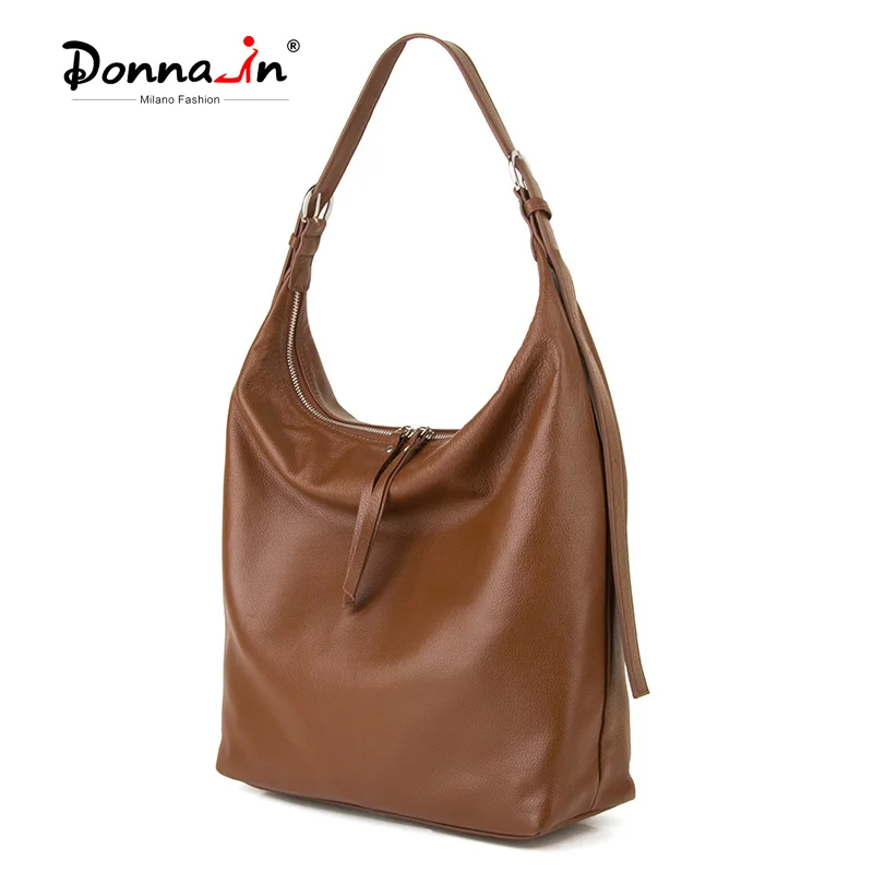 

Donna-in Natural Cow Leather Shoulder Bag Women Men Genuine Full Grained Crossbody Messenger Bag Black Minimalist Large Capacity