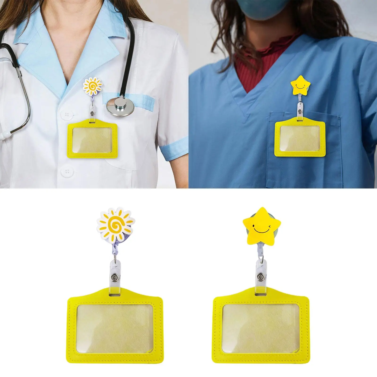 Nurse Badge Holder Coworkers Doctor Acrylic Transportation Card Hospital Nursing Women Gifts Retractable Badge Reels Card Holder