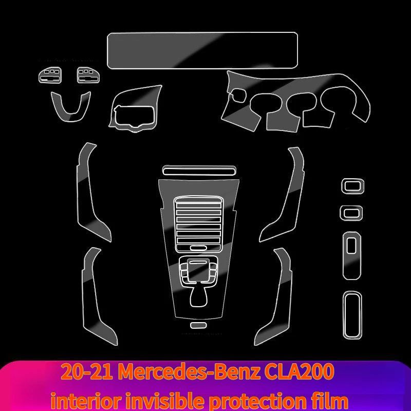 For 20-21 Mercedes-Benz New CLA200 Interior Protection Film Center Console Gear Shift Protection Sticker Transparent Film view 2