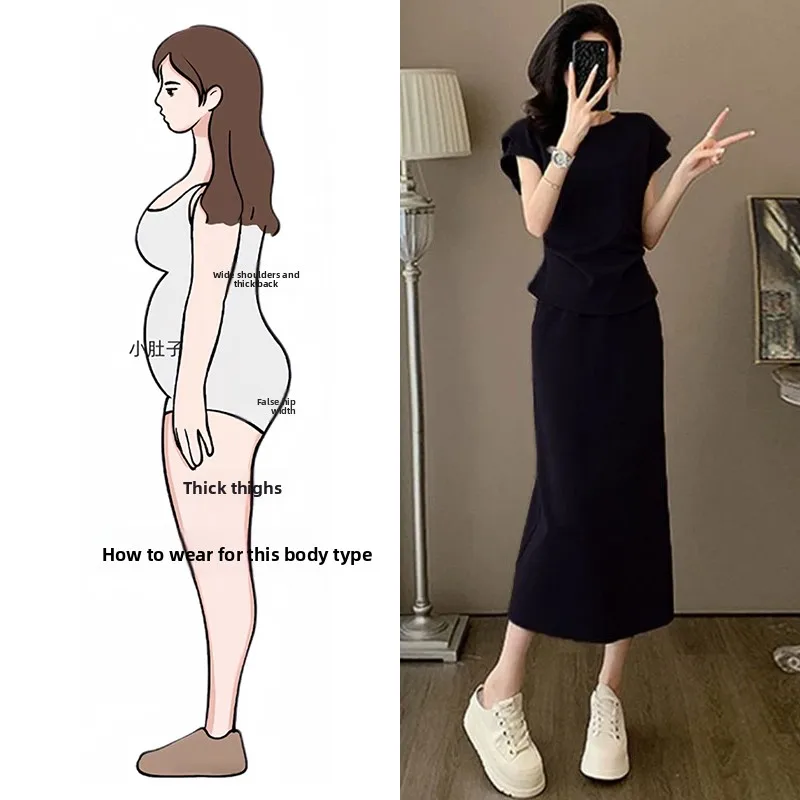 

Fashionable Sporty Slimming Short Sleeve Top High Waist Skirt Two Piece Set Women's Clothing Age Defying Body Concealing