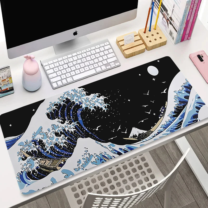 

Large Waves Mouse Mat Starry Sky Sea Surface Table Mats XXL Anti-slip Mechanical Keyboard Computer Office Gaming Mice Pad