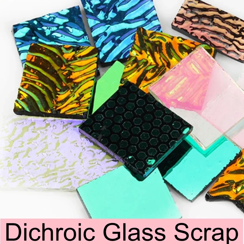 5bags COE90 Dichroic Glass Mix Color & Shapes Fusing Glass Microwave Kiln Accessories for DIY Decoration