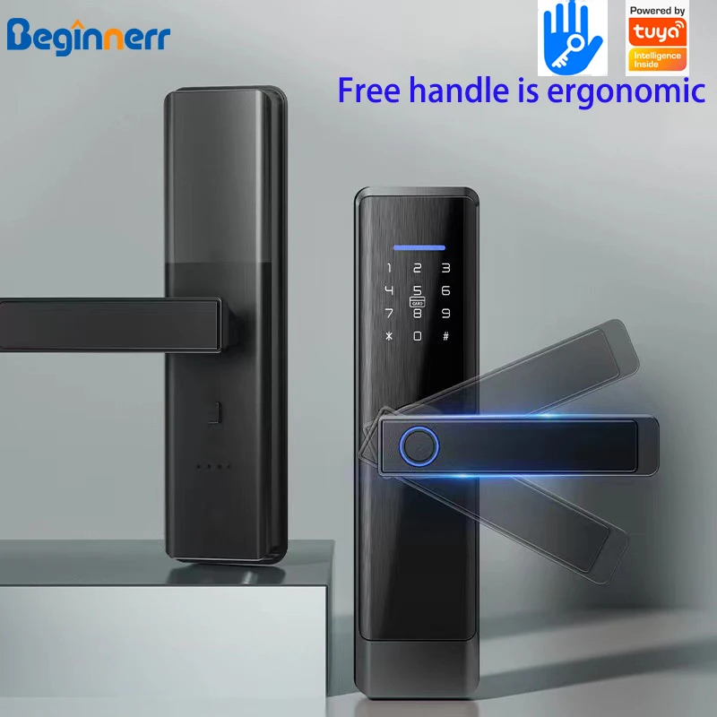 

Европей врезной умный дверной замок, деревянная дверь tuya, Wi-Fi BLE TTlock 5572 6072 4585, отпечаток пальца, код контакта карты M1, цифровой дверной замок