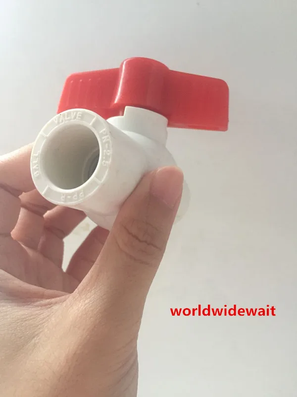 2pcs Slip x Slip 20/25/32/40/50/63mm PVC Plastic Red Handle Ball Valve Water Pipe Connectors