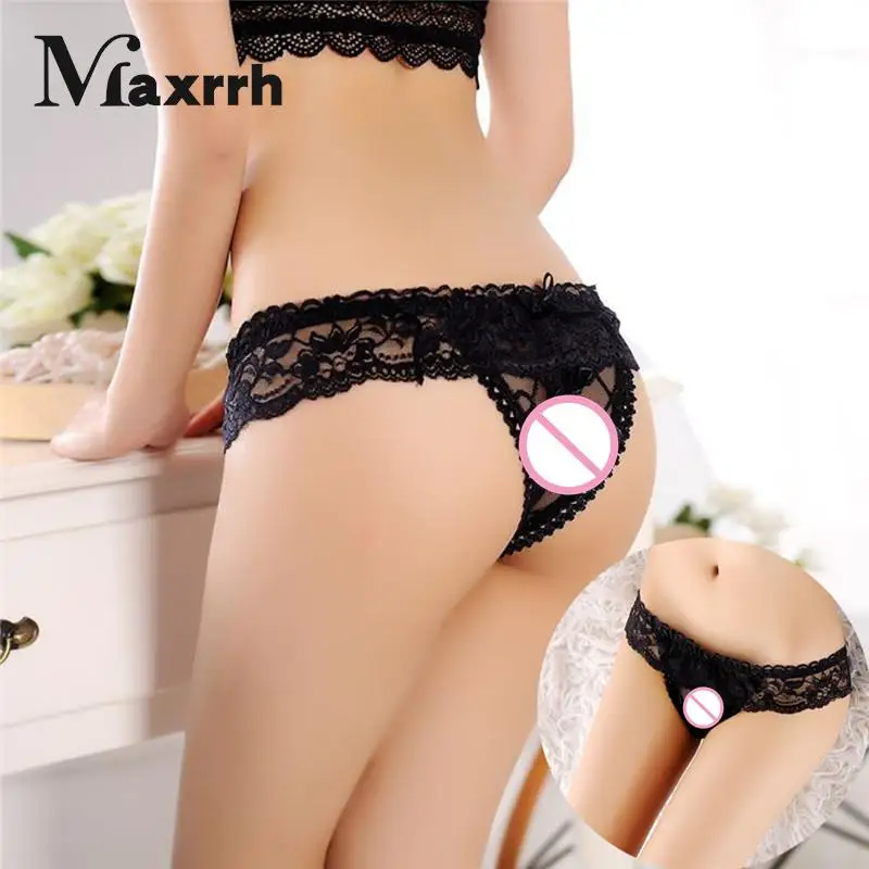 Sexy Open Panties Women Crotch Crotchless Lace Thongs G-string V-string Panties Knickers Underwear Bows Sexy