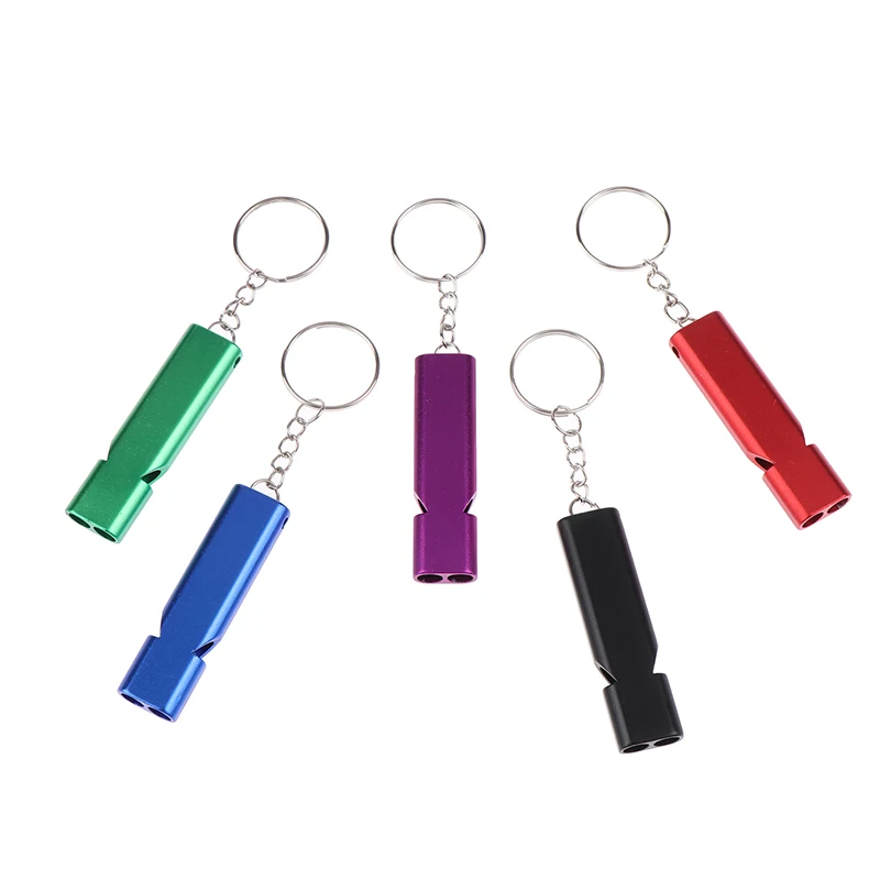 Dual-tube Survival Whistle Portable Keychains Waterproof Aluminum Alloy For Outdoor Hiking Camping Survival Emergency Keychains