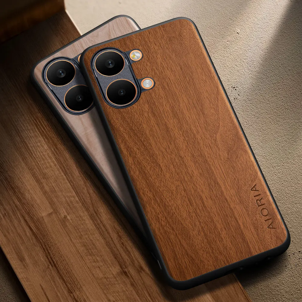 Für Poco X8 X7 Pro Max Hülle, neue stilvolle Holzmuster-PU-Lederhülle für Poco X8 Pro Case Coque