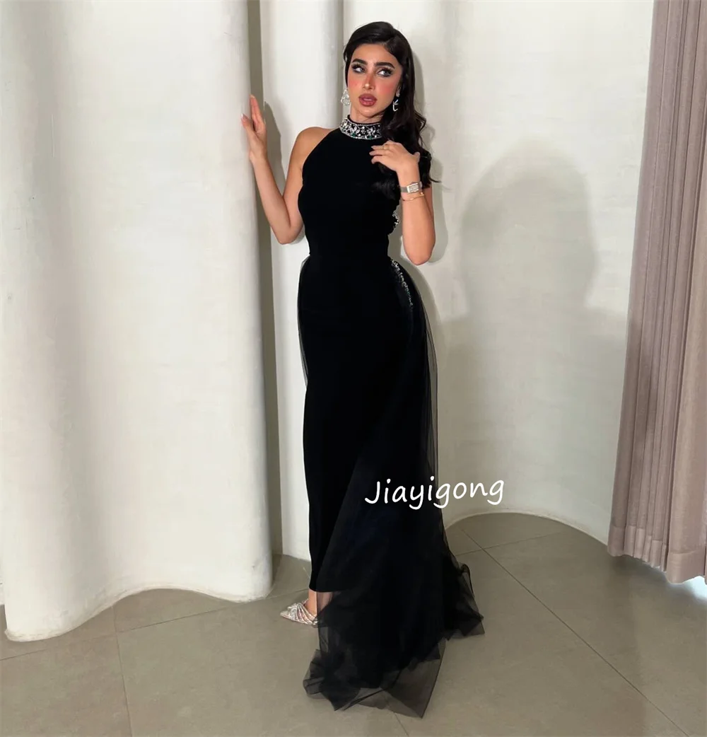 Customized High Quality Jersey Sequined Pleat Straight  Collar Midi Dresses Bespoke Occasion Exquisite