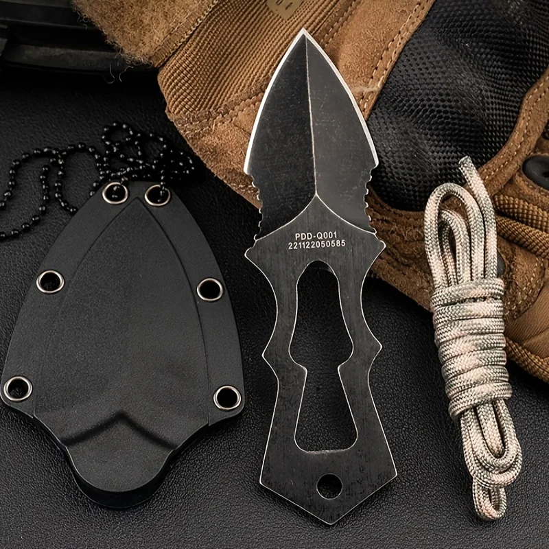 Straight knife outdoor hanging neck DIY multifunctional straight knife portable self-defense mini survival knife