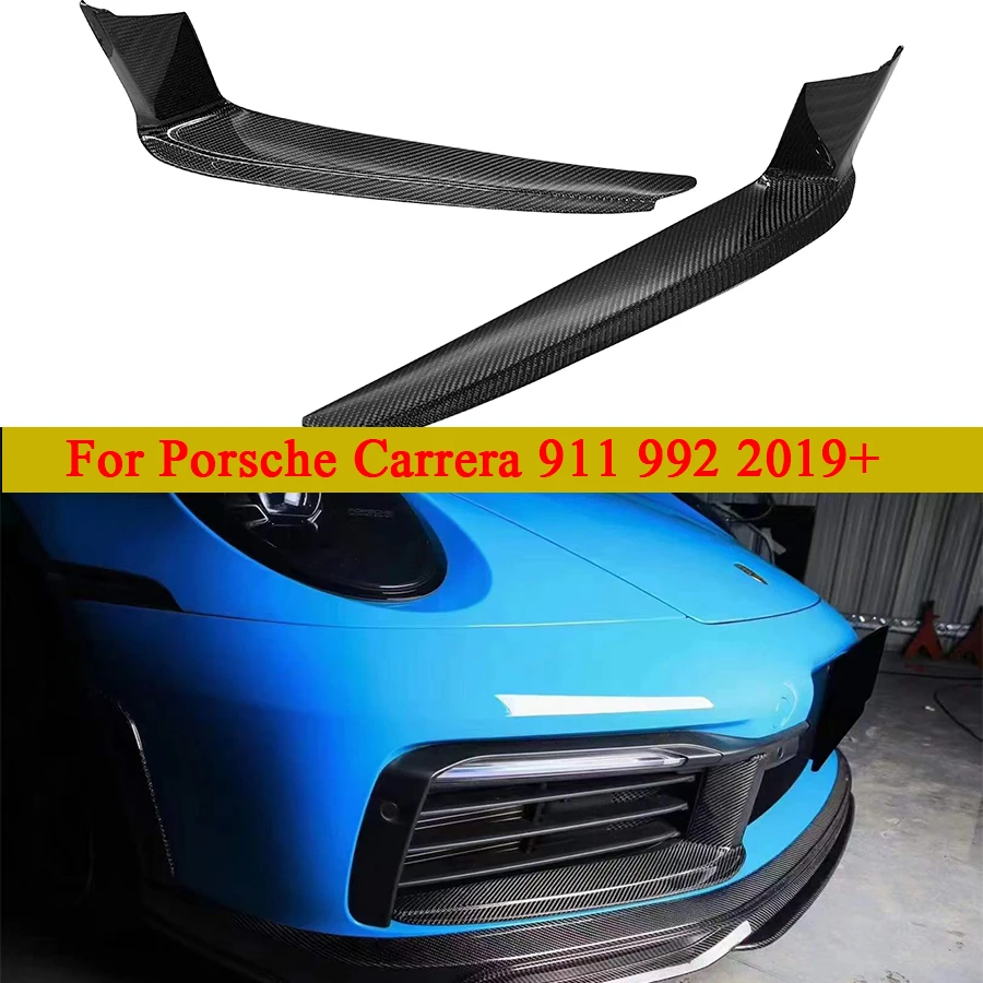 

For Porsche 992 911 2019+ Carbon Fiber Car Front Bumper Wind knife Splitter Spoiler Canard Air Knife Surround Trim Car Accessori