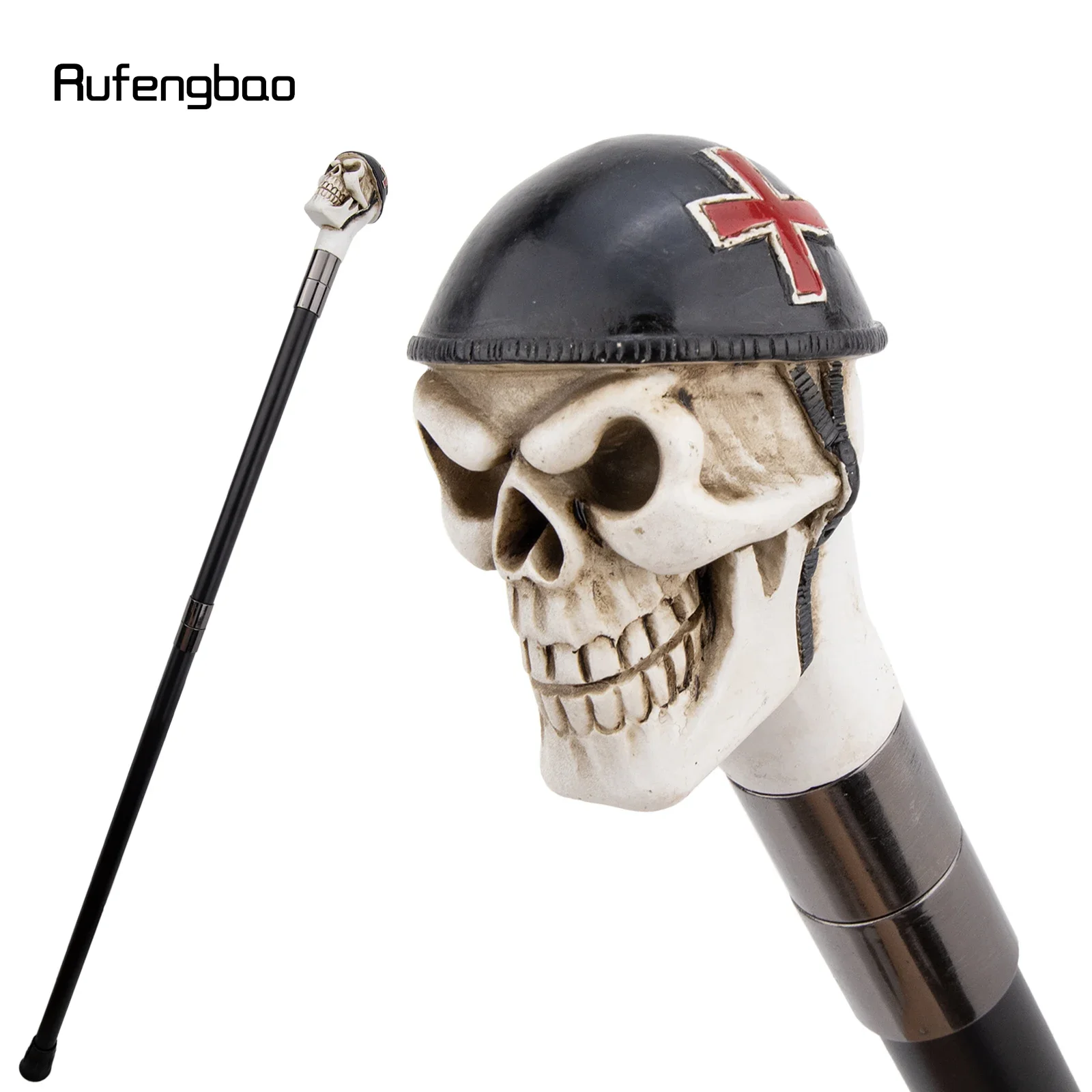 

Белый смоляный шлем, голова черепа, трость, модная декоративная стальная палочка, элегантная ручка-трость для джентльмена, ручка-трость для косплея, Crosier 94 см